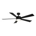 Modern Forms Wynd 5-Blade Smart Ceiling Fan 52in Matte Black with 3000K LED Light Kit and Remote Control FR-W1801-52L